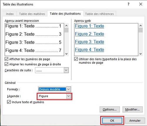 La liste des figure automatique sur Word